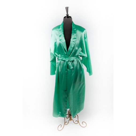 Vtg Josie By Natori Lime Green Maxi Robe Lingerie Saks Fifth Avenue Size L - Picture 1 of 8